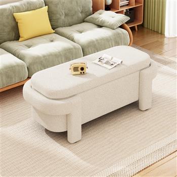 Modern Storage Ottoman Bench, Large Storage Space for the Living Room, Entryway and Bedroom,White Fluffy ( 48\\'\\'x21.5\\'\\'x17\\'\\' )