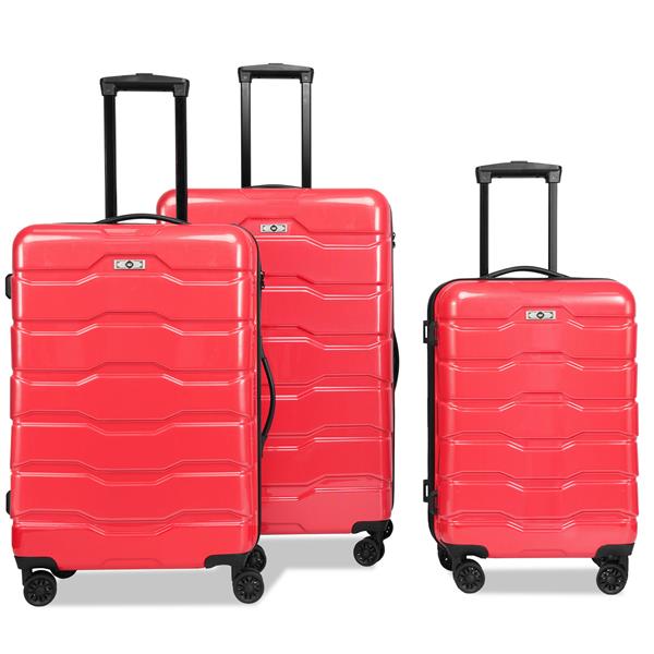 Luggage Sets ABS+PC Hardshell 3pcs Clearance Luggage Hardside Lightweight Durable Suitcase sets Spinner Wheels Suitcase with TSA Lock (20/24/28),Red