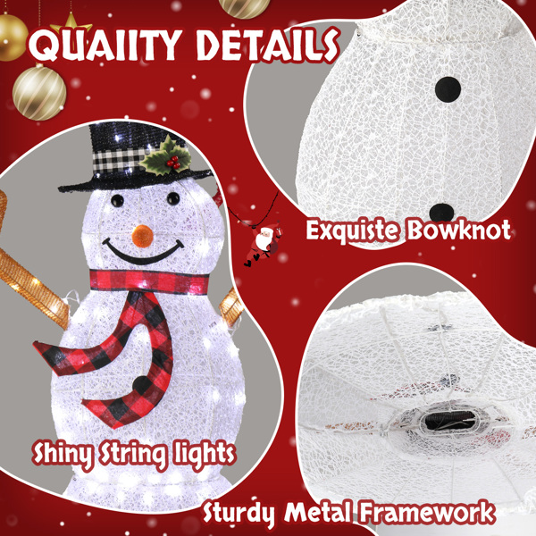 Lighted Snowman Christmas Yard Decorations, Pre-lit Snowman and Birds with 170 LED White Lights and Stakes for Xmas Outdoor Holiday Indoor Decor Lighted Holiday Displays