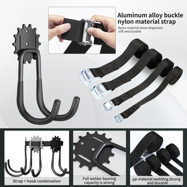 6-piece garage hook Heavy duty, utility steel garage storage hook, wall-mounted garage hook and organizer for organizing power tools, ladders, bulk items