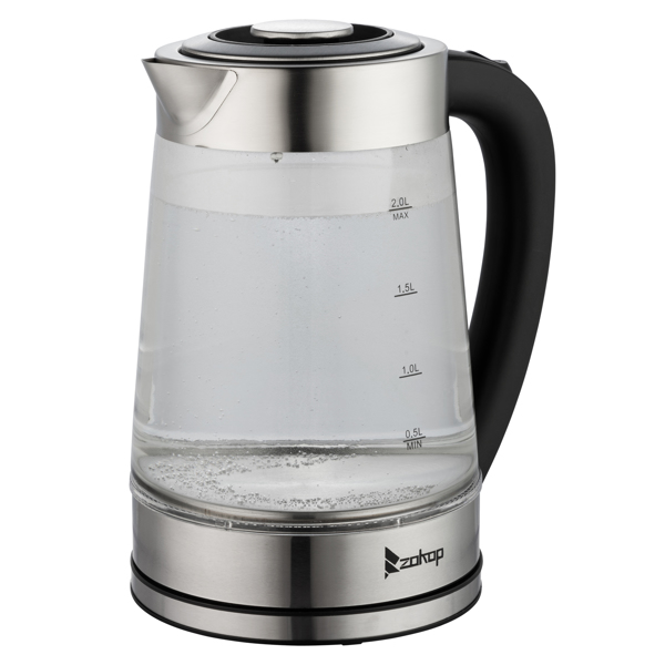  【Old Code：42128382】ZOKOP HD-250 220V 2000W 2L Blue Glass Electric Kettle