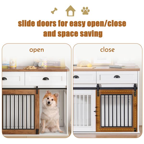 Heavy Duty Furniture style dog cage wooden dog cage double door dog cage side cabinet dog cage Dog crate (44 1/2"W *23"D *33 1/4"H)