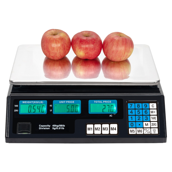  【Old Code：93678793】ACS-30 40kg/5g Digital Price Computing Scale for Vegetable US Plug Silver & Black