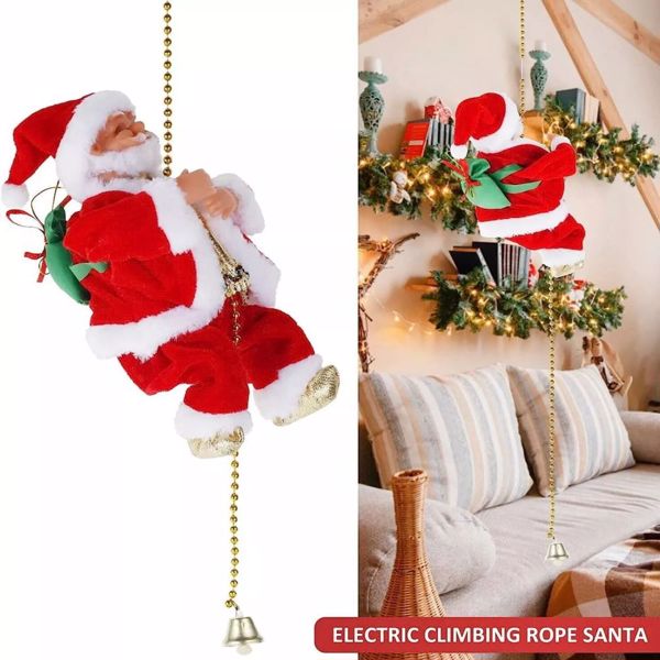 Climbing Santa Claus 9" Christmas Ornament Xmas Decoration Climbs Up and Down...