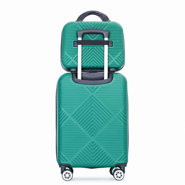 2Piece Luggage Sets ABS Lightweight Suitcase , Spinner Wheels,  (20/14) DARK GREEN