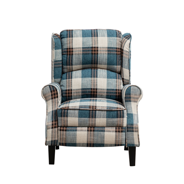 Vintage Armchair Sofa Comfortable Upholstered leisure chair / Recliner Chair for Living Room, Blue Check