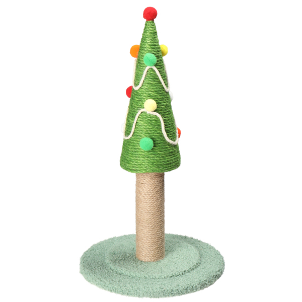 22in Christmas Tree Scratching Post, Cute Cat Scratcher with Natural Sisal Covered Frame & Colorful Little Balls for Indoor Cats