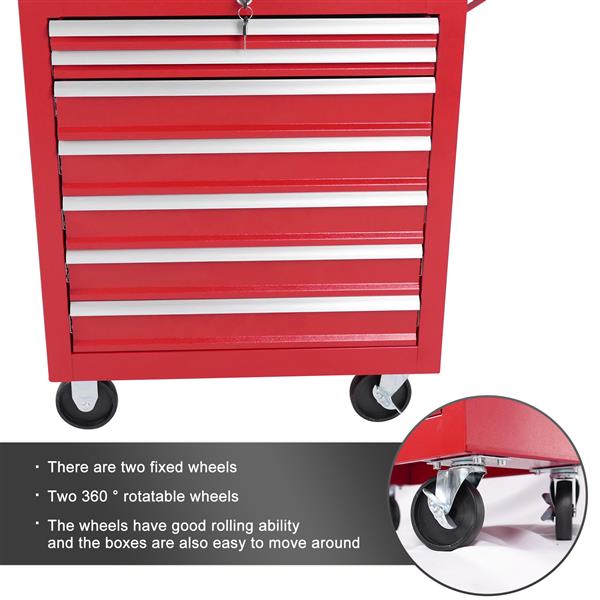 7-Drawer Metal Rolling Tool Chest with Wheels,Tool Storage Cabinet With Locking System