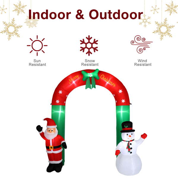 8ft with Santa Snowman 7 Lights Inflatable Festive Arch Decoration