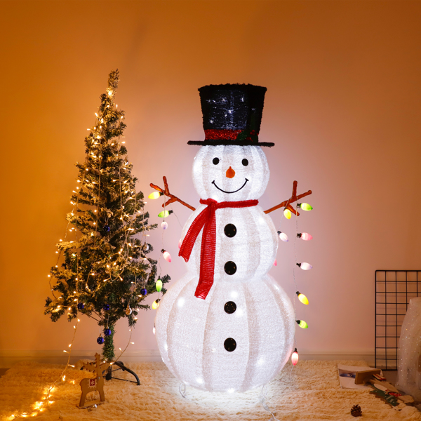 4ft 100LED 20 Lanterns Cashmere Fabric Retractable Snowman Garden Snowman Decoration 