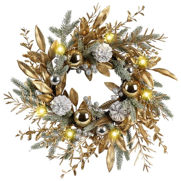 Christmas Wreath 20 Inch Christmas Door Decorations Wreath with Warm Lights 2PCS