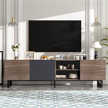 Modern TV with 3 Cabinets& Open Shelves, Color-matching Media Console Table for TVs up to 80\\'\\', Entertainment Center with Drop Down Door for Living Room, Bedroom, Home Theatre