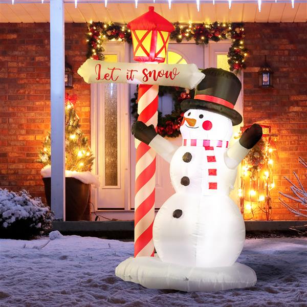 7ft Christmas Inflatables Outdoor Decorationss Decorations Snowman with Street Light, Blow-Up LED Christmas Decor