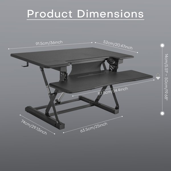 Höhenverstellbarer Schreibtisch für Computer, höhenverstellbarer Schreibtisch mit Tastaturablage, Verstellbarer Schreibtisch mit Ladefunktion (USB & Type-C & kabelloses Laden), Grau (91 x 52 cm)