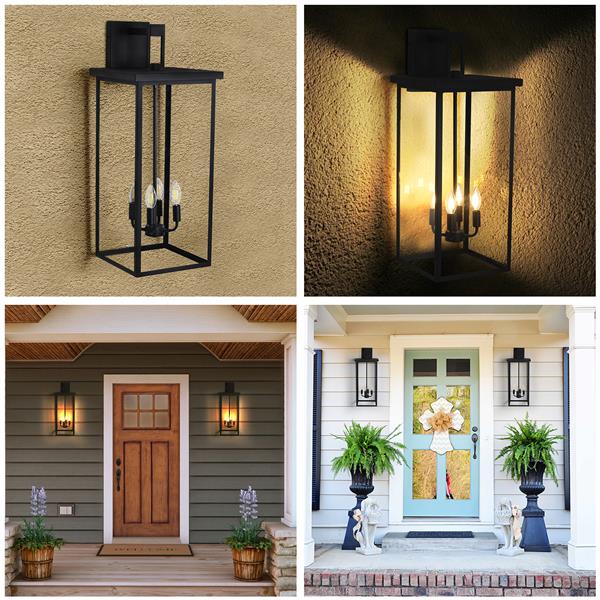 4-Light Black Outdoor Wall Light (No Bulbs)