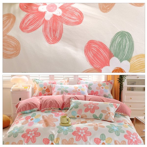 3 Piece Spring Pink Floral Duvet Cover Set for Women Adults Home Bedroom Pink Flowers Bedding Set With 2 Pillowcases Twin Size