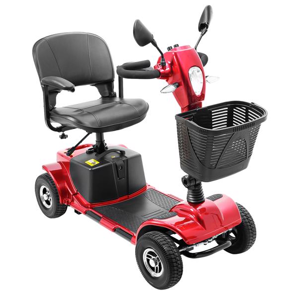 4 Wheel Mobility Scooters, Upgrade Electric Power Mobile Scooter for Seniors Adult with Lights Collapsible and Compact Duty Travel w/Basket Extended Battery