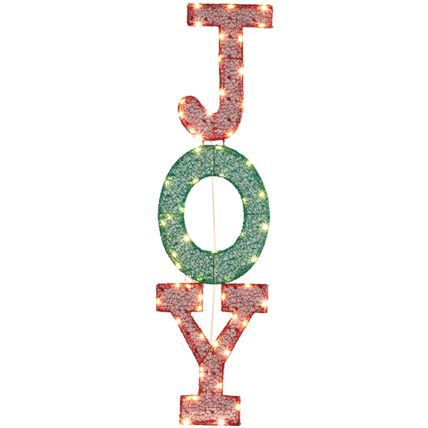 Lighted JOY Letter Sign Christmas Yard Decorations, Pre-lit 2D Letter Display with 45 LED Warm White Lights and Stakes for Xmas Outdoor Holiday Indoor Decor Lighted Holiday Displays