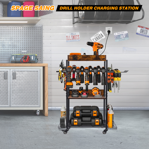 Rolling Garage Tool Organization Organizer, Power Tool Organizer, Garage Supplies, Closets, Sheds, Garage Organization and Storage Utility Shelves