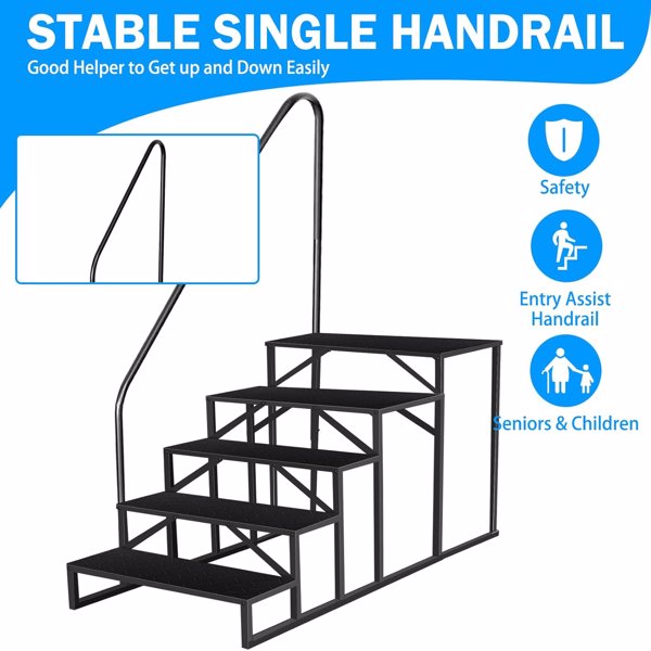 5 Stufen Leitern mit Griff, RV Trittleiter Haustiertreppe, Standtreppe Hocker Kinder aus Stahl Max 300kg, Haushaltsleiter für Spa/Hof/Mobile Home