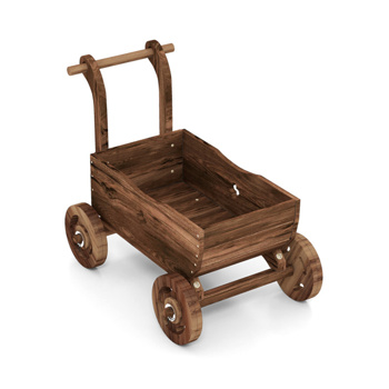 27\\" Decorative Wooden Wagon Cart with Handle Wheels 