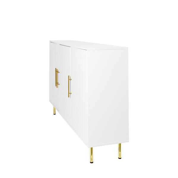 3-Door Large Storage Sideboard with Gold Handles for Kitchen, Dining Room and Living Room.55.12" W Accent White Buffet Cabinet, Coffee Bar Sideboard Cabinet with 3 doors (White)