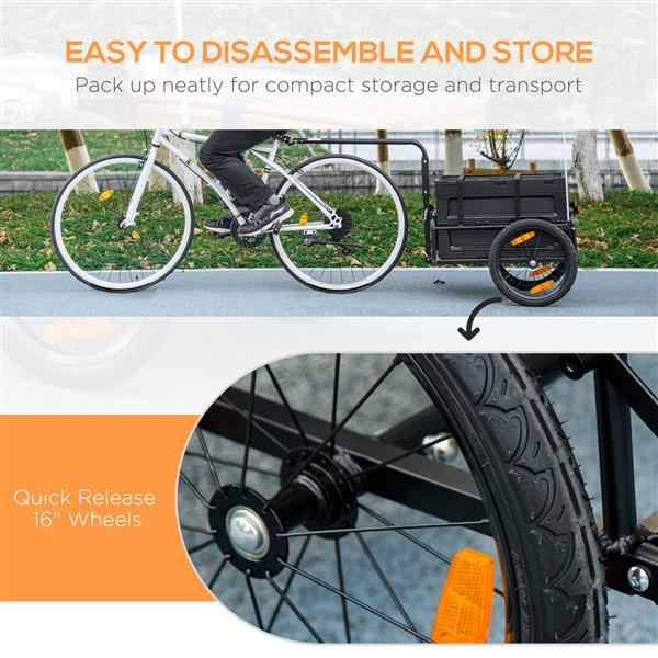 Bike Cargo Trailer, Bicycle Trailer Wagon Cart with Removable Storage Box, Quick Release 16" Wheels and Safe Reflectors, No Bottom