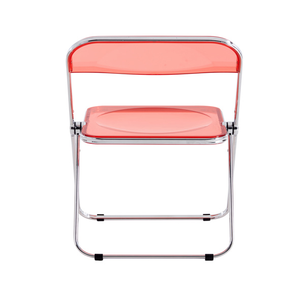 RED Clear Transparent Folding Chair Chair Pc Plastic Living Room Seat, One Piece