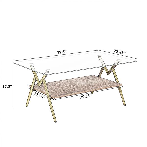 Coffee Table and End tables Set of 3, Tempered Glass Table with MDF layer, Modern Tables for Living Room , Transparent Glass