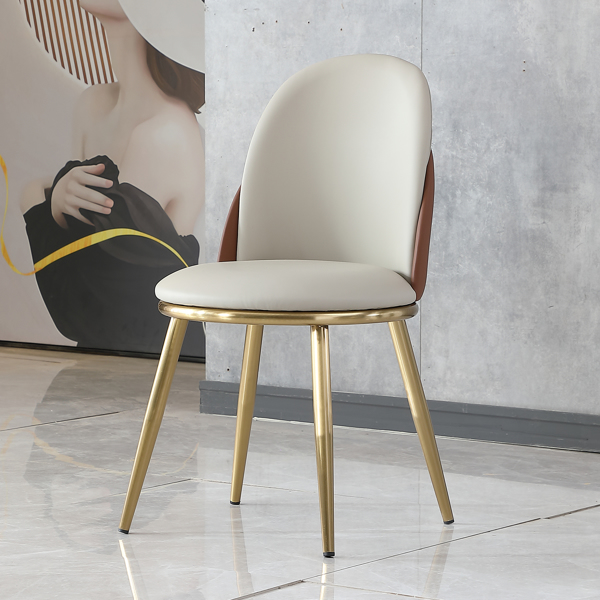 Dining Chairs Set of 2, Modern PU Leather Dining Gold Metal Legs for Living Kitchen Dining Room