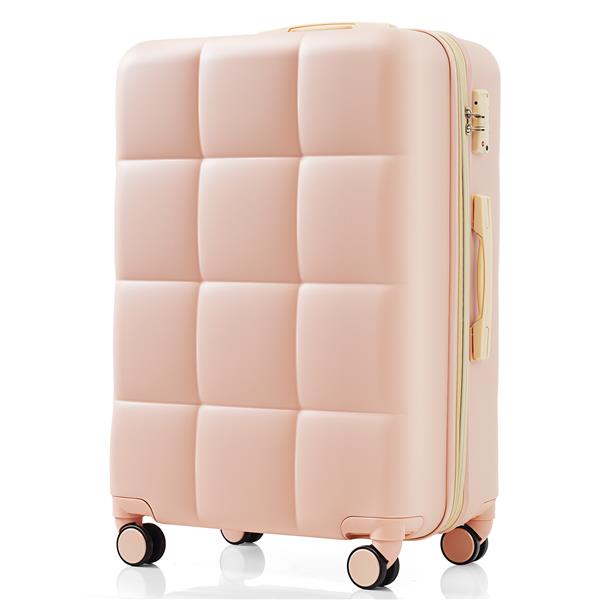 Luggage Sets 4 Piece, 20-inch with USB Port, Expandable ABS Durable Suitcase with Travel Bag,  Cup Holder, ABS Hard Shell Luggage with Spinner Wheels, pink