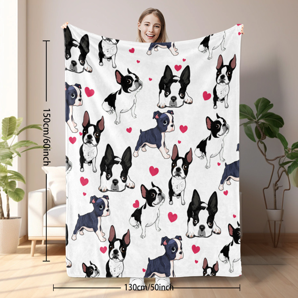 1pc Adorable Fleece Dog Blanket - Soft, Cozy, Lightweight, Warm, Flannel Throw for Couch, Bed, Sofa, Living Room Decor - Perfect for Snuggling Up on Chilly Days 150*200cm