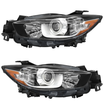 Headlight Assembly Fit for 2013 - 2016 Mazda CX-5 Factory Halogen Projector Headlamp Replacement Driver&Passenger Side Pair