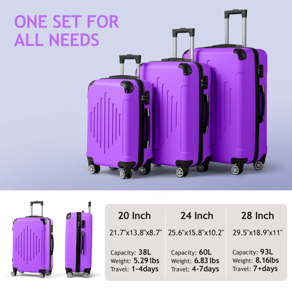 FCH 3-in-1 trolley case with 2 corners and diamond stripes - lavender