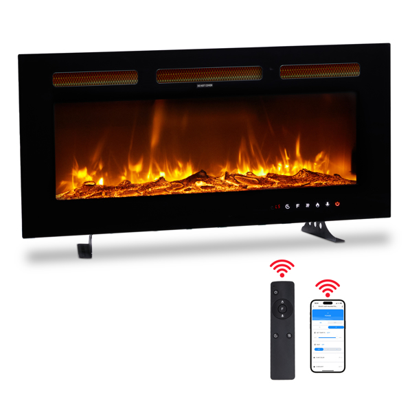 ZOKOP 36" Smart WiFi Electric Fireplace Insert, 1500W Wall Recessed/Mounted, Freestanding Fireplace Heater with Remote Control, 12 Color Adjustable Flames, Thermostat, 8H Timer, 5 Brightness Settings