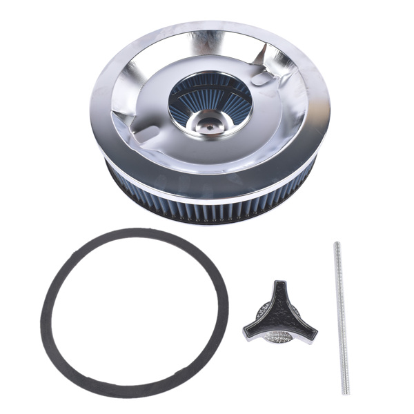 14" x 3" Round Blue Air Cleaner Kit Super Flow Washable with Chrome Lid for Chevrolet