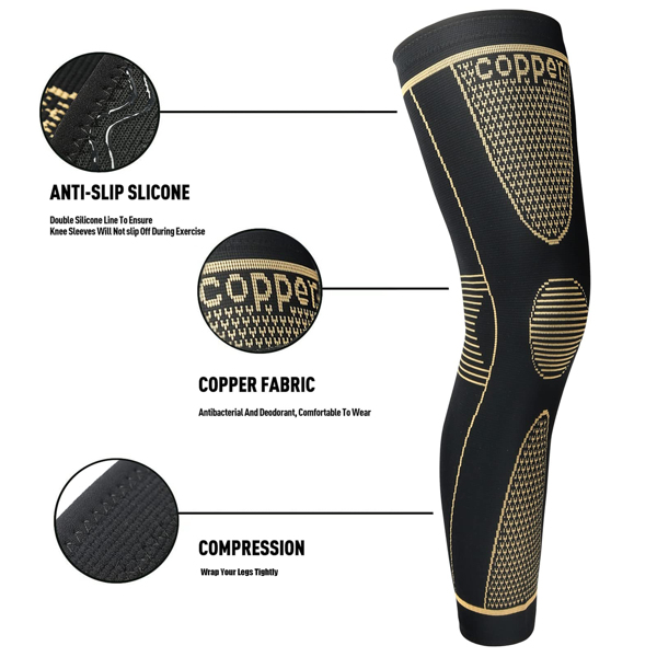 COPPER 2 pieces of kneepad for knee pain, arthritis, knee support, ligament injury, meniscus tear, tendonitis, pain relief; Suitable for basketball, running, hiking, volleyball, tennis, squat