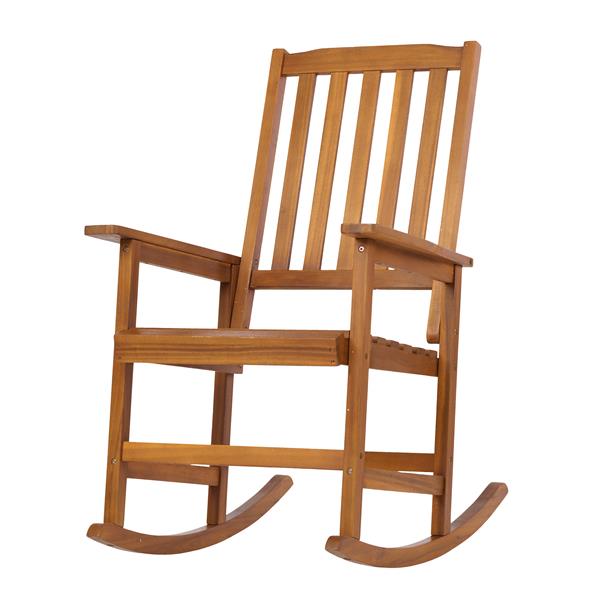 Acacia Indoor Rocking Chair, Outdoor Solid Wood Patio Furniture New Style Light Brown