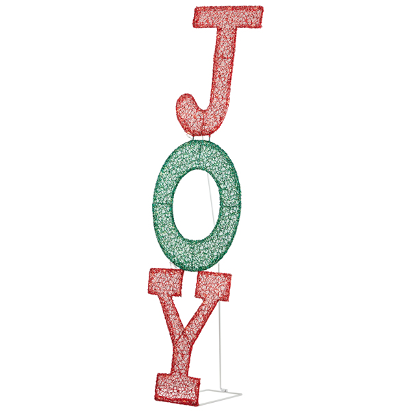 Lighted JOY Letter Sign Christmas Yard Decorations, Pre-lit 2D Letter Display with 45 LED Warm White Lights and Stakes for Xmas Outdoor Holiday Indoor Decor Lighted Holiday Displays