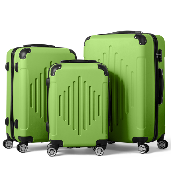 FCH 3-in-1 trolley case with 2 corners and diamond stripes - Matcha Green