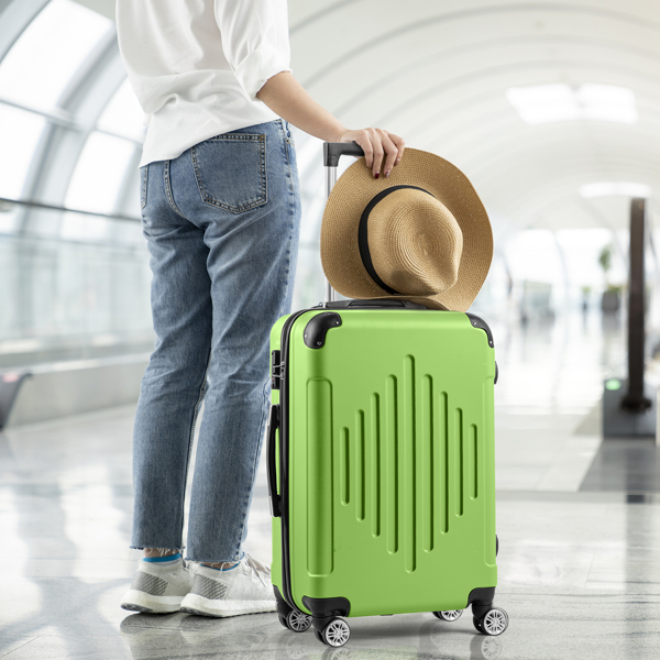 FCH 3-in-1 trolley case with 2 corners and diamond stripes - Matcha Green