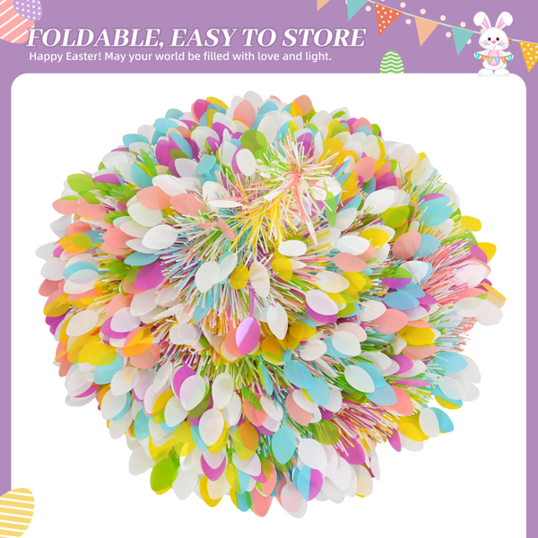 Easter Tree Decorations, 4 FT Artificial Pop Up Easter Pencil Tree with Colorful Eggs Sequins for Easter Spring Party Home Fireplace Decor