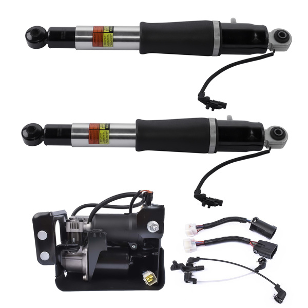 2Pcs Rear Shock Absorbers + 1Pc Air Compressor For Cadillac Escalade Chevy Suburban Tahoe GMC Yukon 2015-2019 23151122 15254590