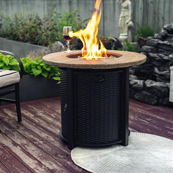 30inch Round Fire Pit Table Propane Fire Table with Lava Rocks