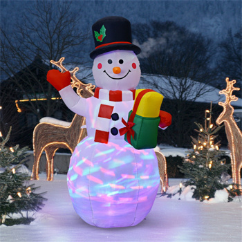 5-foot tall snowman inflatable Christmas decoration with colorful LED lights