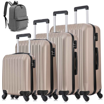 5 Piece Set Luggage Sets Suitcase ABS Hardshell Lightweight Spinner Wheels (16/20/24/28 inch) 