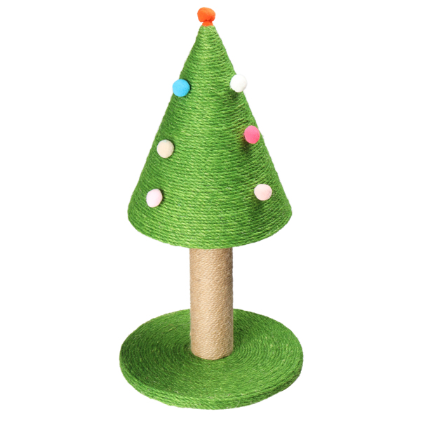 25in Christmas Tree Scratching Post, Cute Cat Scratcher with Natural Sisal Covered Frame & Colorful Little Balls for Indoor Cats