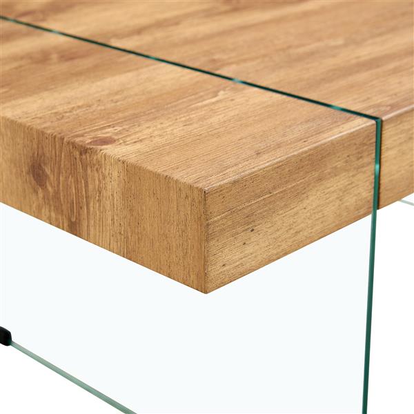 43.3"x23.6" Wood colored texture sticker MDF Coffee Table with Tempered glass legs.Suitable for Living Room.It can be used not only as a coffee table but also as a side table or display stand.