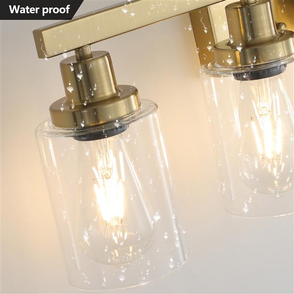 Golden 5-Light Vanity Light with Clear Glass Shades, Modern Iron Metal Bathroom Wall Fixture for Mirror, Ideal for Bathroom and Dressing Table (No Bulbs)