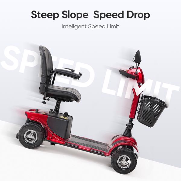 4 Wheel Mobility Scooters, Upgrade Electric Power Mobile Scooter for Seniors Adult with Lights Collapsible and Compact Duty Travel w/Basket Extended Battery